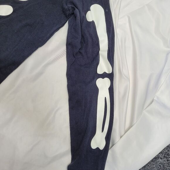 CARTER'S black long sleeve‎ glow in the dark skeleton bones fitted sleep top L - Picture 5 of 8